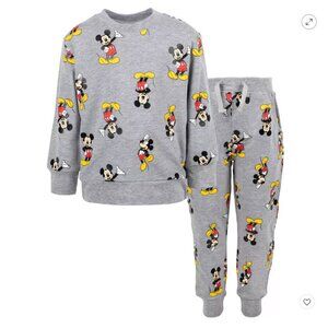 Boy Gray Disney Mickey Mouse T-Shirt and French Terry Pants Size 7-8